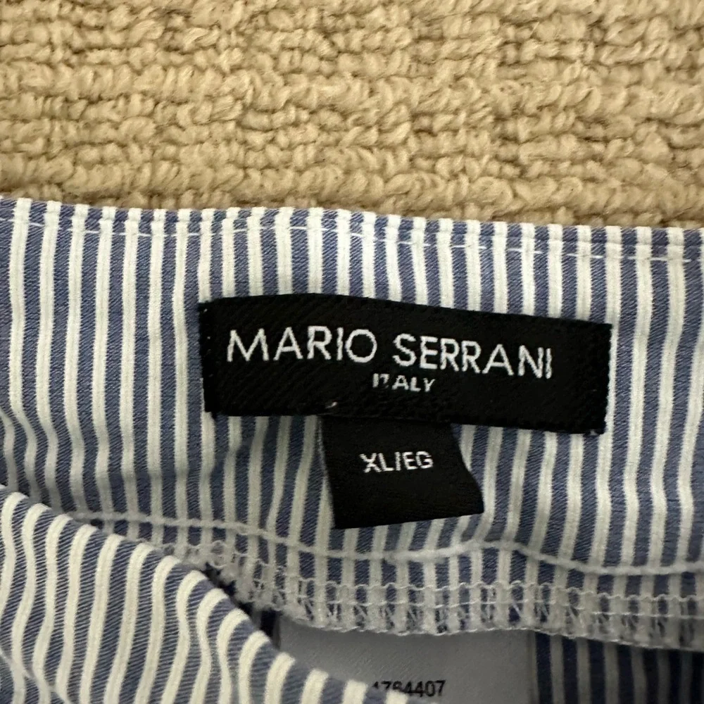 Mario Serrani Blue Striped Cropped Pants - Picture 2 of 4